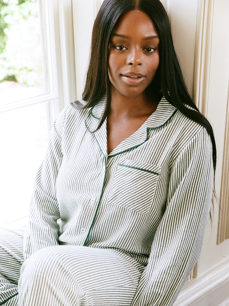 Soft Brushed Woven Pajama Top - Alpine Stripe