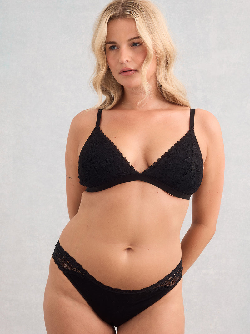 Eco Lace Padded Triangle Bra - Black Hop Lun Limited