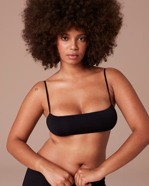 Square Neck Bra - Black
