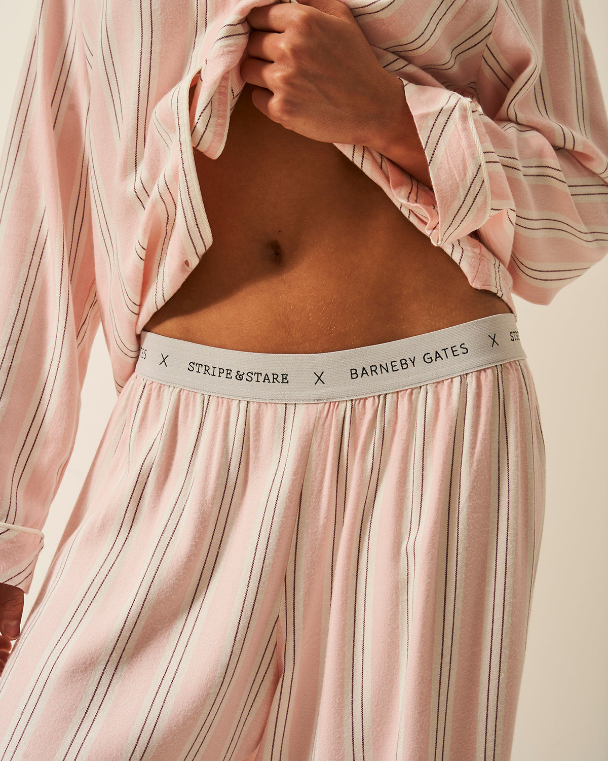Soft Brushed Woven Pajama Bottoms - Barneby Gates Pink Anjos & Lourenco