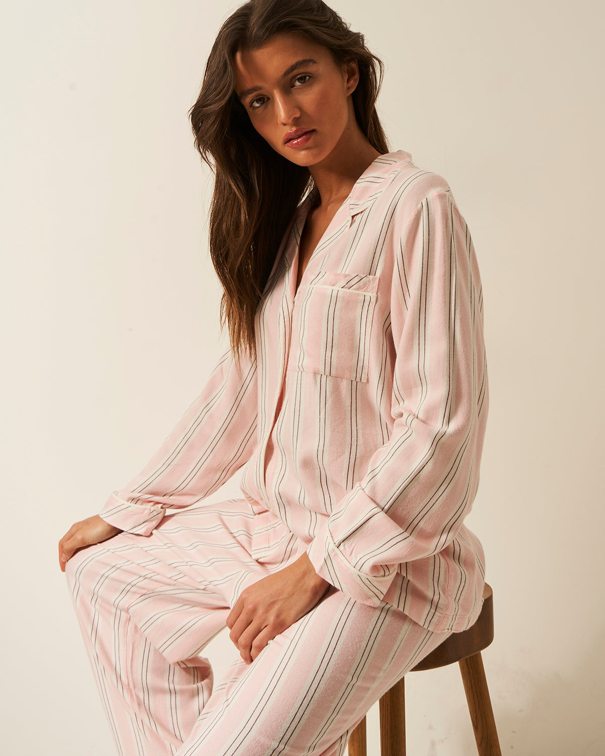 Soft Brushed Woven Pajama Bottoms - Barneby Gates Pink Anjos & Lourenco