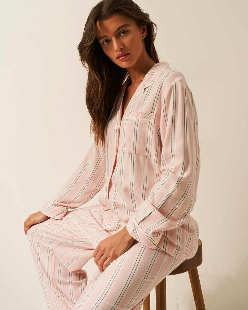 Soft Brushed Woven Pajama Bottoms - Barneby Gates Pink Anjos & Lourenco
