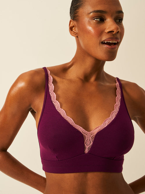 Lace Plunge Bra - Black Cherry & Dusky Pink Wholegood Inter-United Ltd
