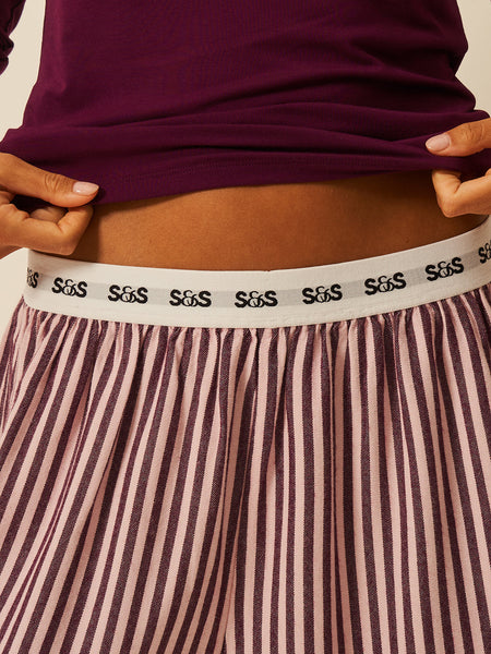 Soft Brushed Woven Pajama Shorts - Black Cherry Fast Track Sourcing FZC LLC