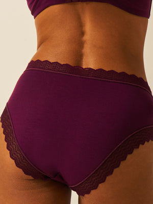 ZigZag Lace High Rise Brief - Black Cherry