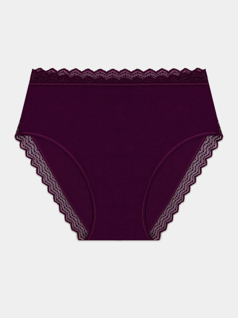 ZigZag Lace High Rise Brief - Black Cherry Hop Lun Limited