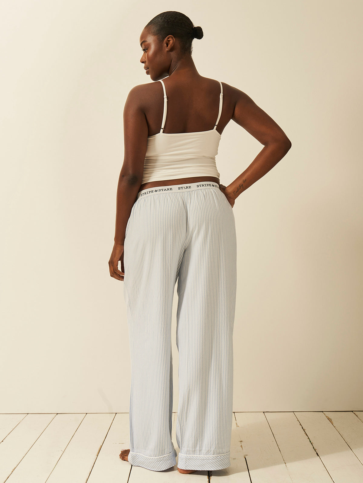 Soft Brushed Woven Pajama Bottoms - Blue Stripe Anjos & Lourenco