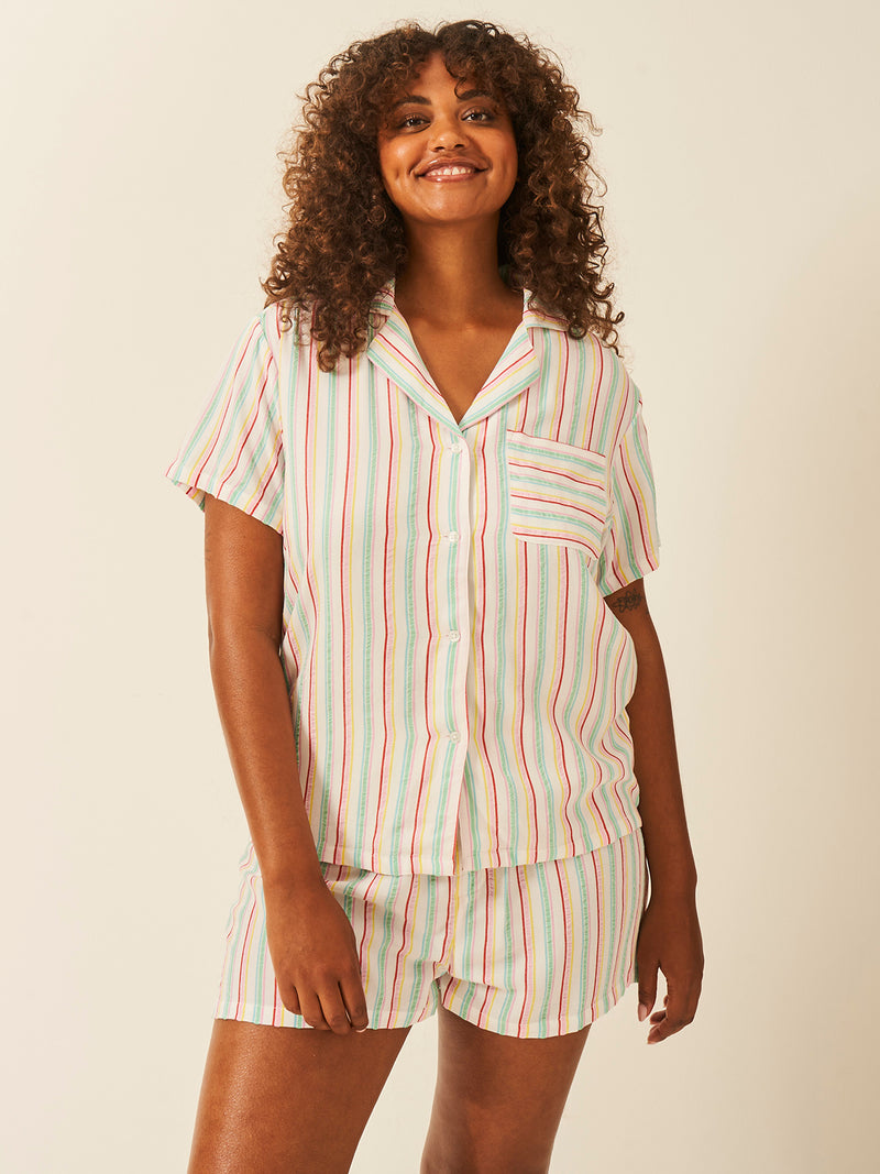 Seersucker Short Sleeve Pajama Top - Bon Bon Stripe Fast Track Sourcing FZC LLC