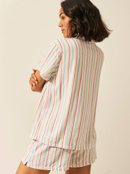 Seersucker Short Sleeve Pajama Top - Bon Bon Stripe Fast Track Sourcing FZC LLC