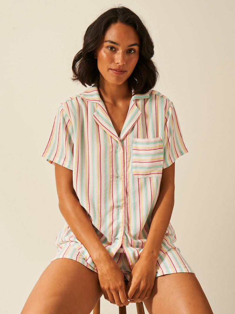 Seersucker Short Sleeve Pajama Top - Bon Bon Stripe Fast Track Sourcing FZC LLC
