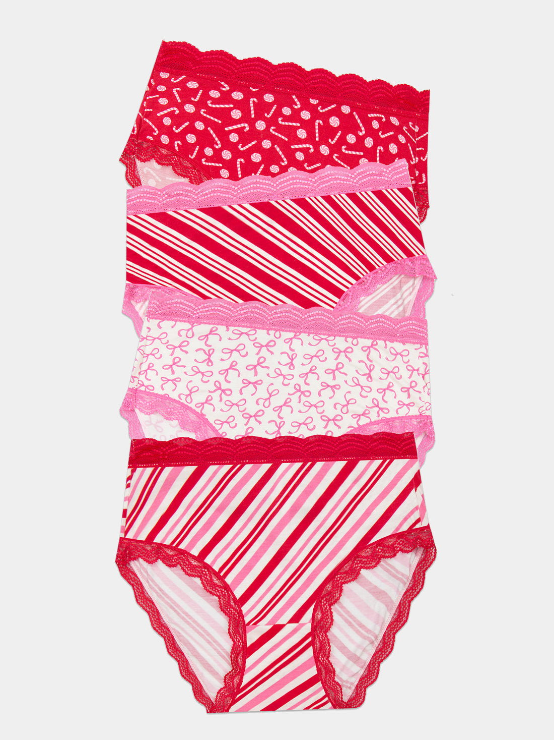 High Rise Brief Four Pack - Candy Cane Wishes