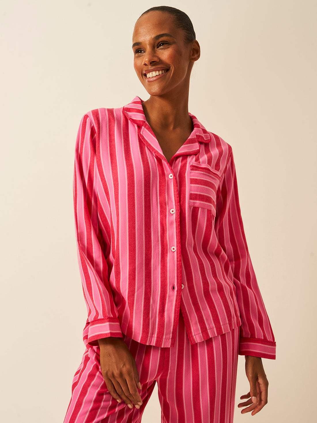 Soft Brushed Woven Pajama Top - Candy Pop Stripe Fast Track Sourcing FZC LLC