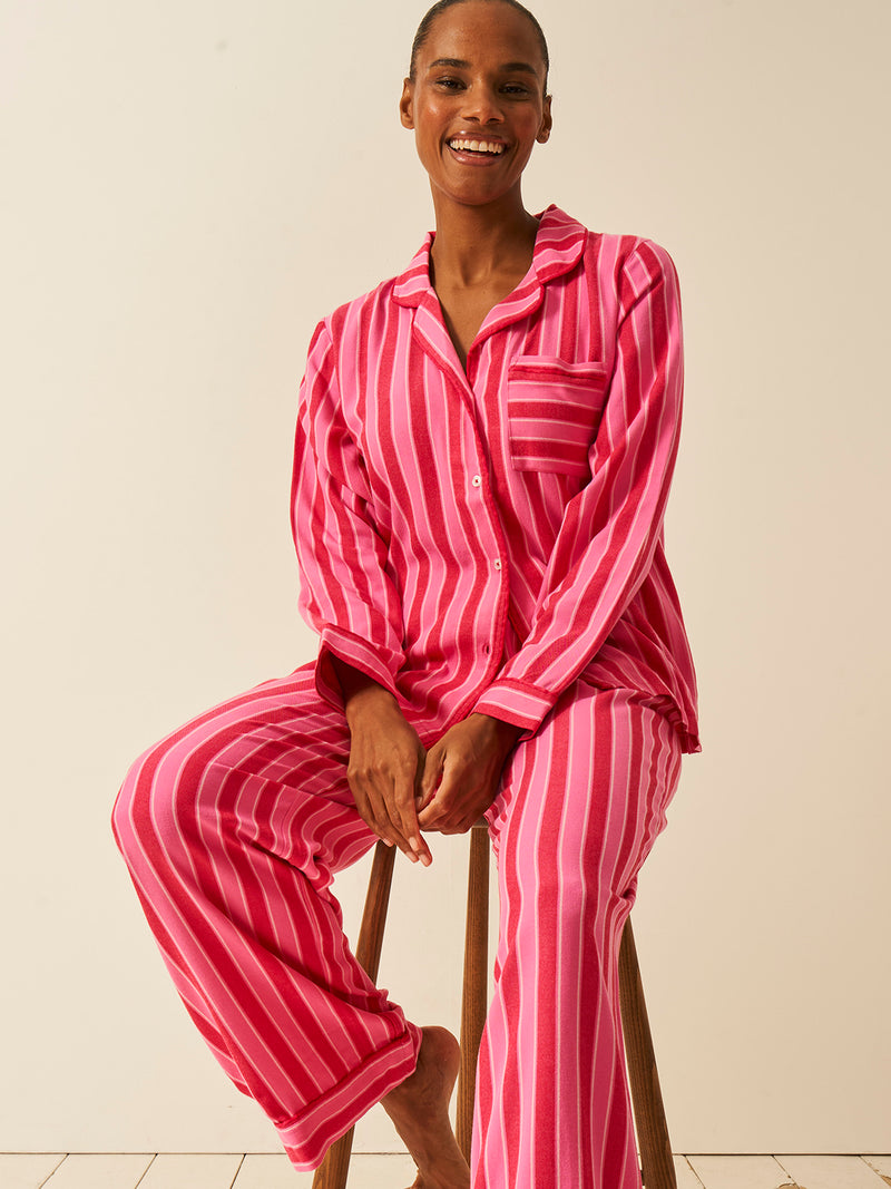 Soft Brushed Woven Pajama Top - Candy Pop Stripe Fast Track Sourcing FZC LLC