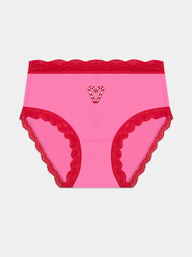 High Rise Brief - Candy Heart Embroidery