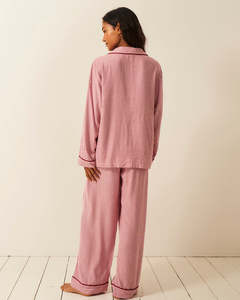 Soft Brushed Woven Pajama Top - Red Stripe Anjos & Lourenco