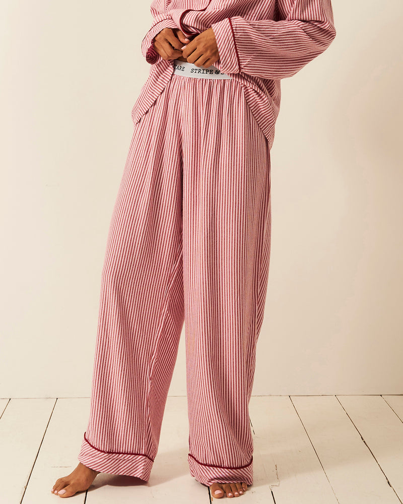 Soft Brushed Woven Pajama Bottoms - Red Stripe Anjos & Lourenco