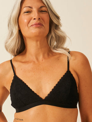 Eco Lace Padded Triangle Bra - Black