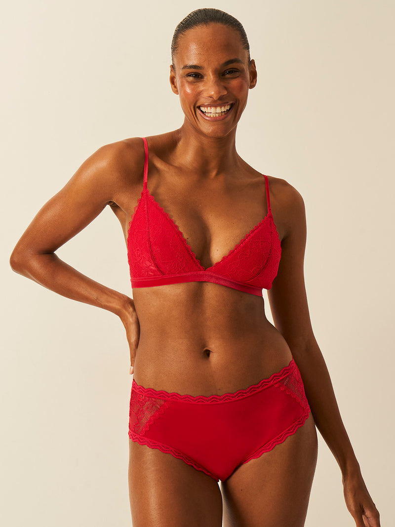 Eco Lace High Rise Brief - Lipstick Red