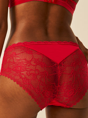 Eco Lace High Rise Brief - Lipstick Red