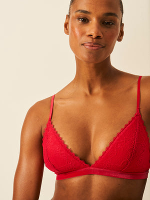 Eco Lace Padded Triangle Bra - Lipstick Red