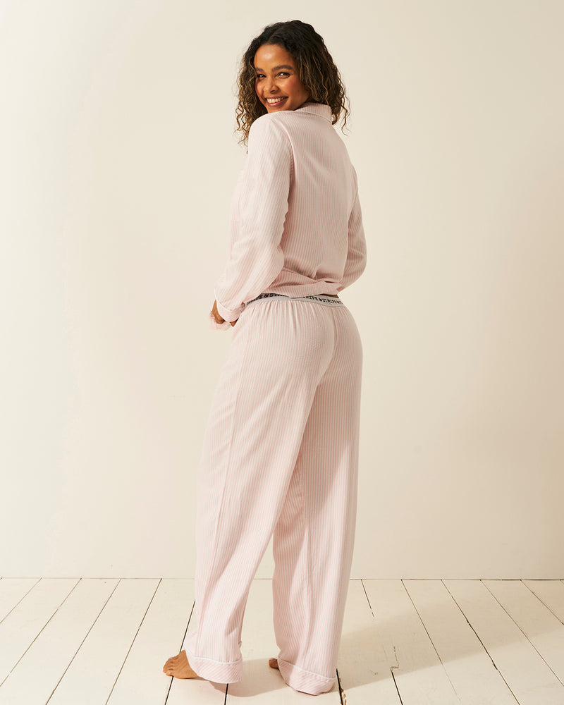 Soft Brushed Woven Pajama Top - Pink Stripe Anjos & Lourenco