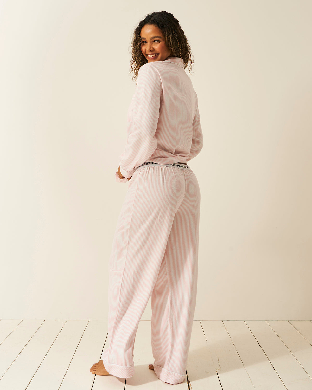 Soft Brushed Woven Pajama Top - Pink Stripe Anjos & Lourenco