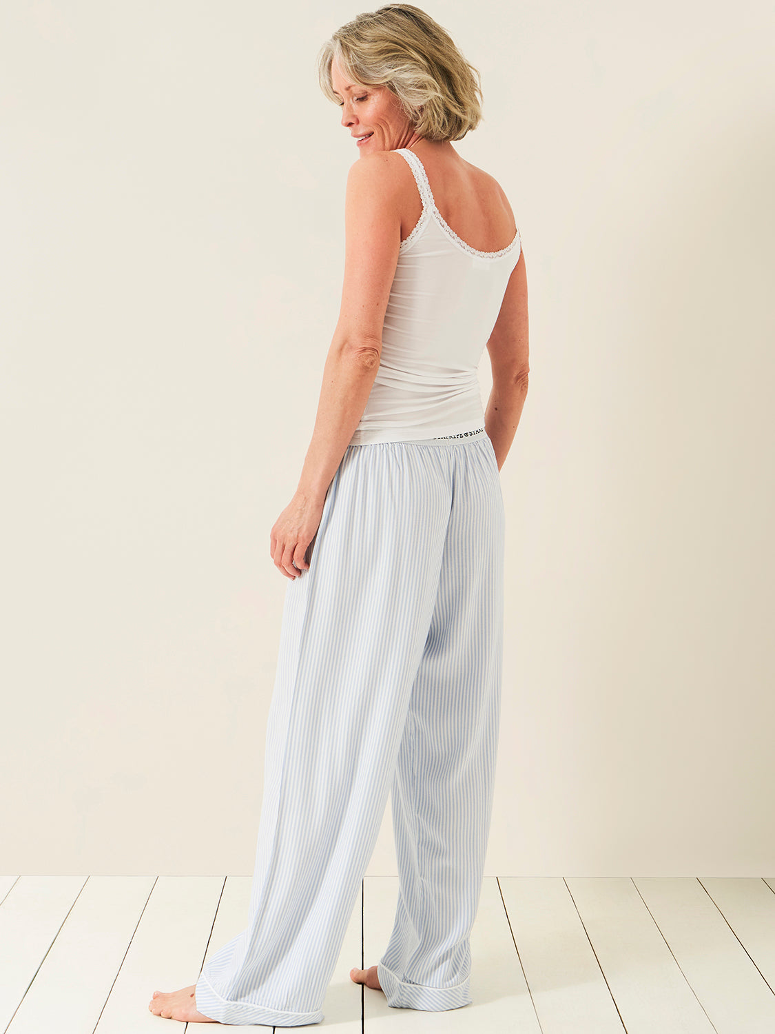 Soft Brushed Woven Pajama Bottoms - Blue Stripe Anjos & Lourenco