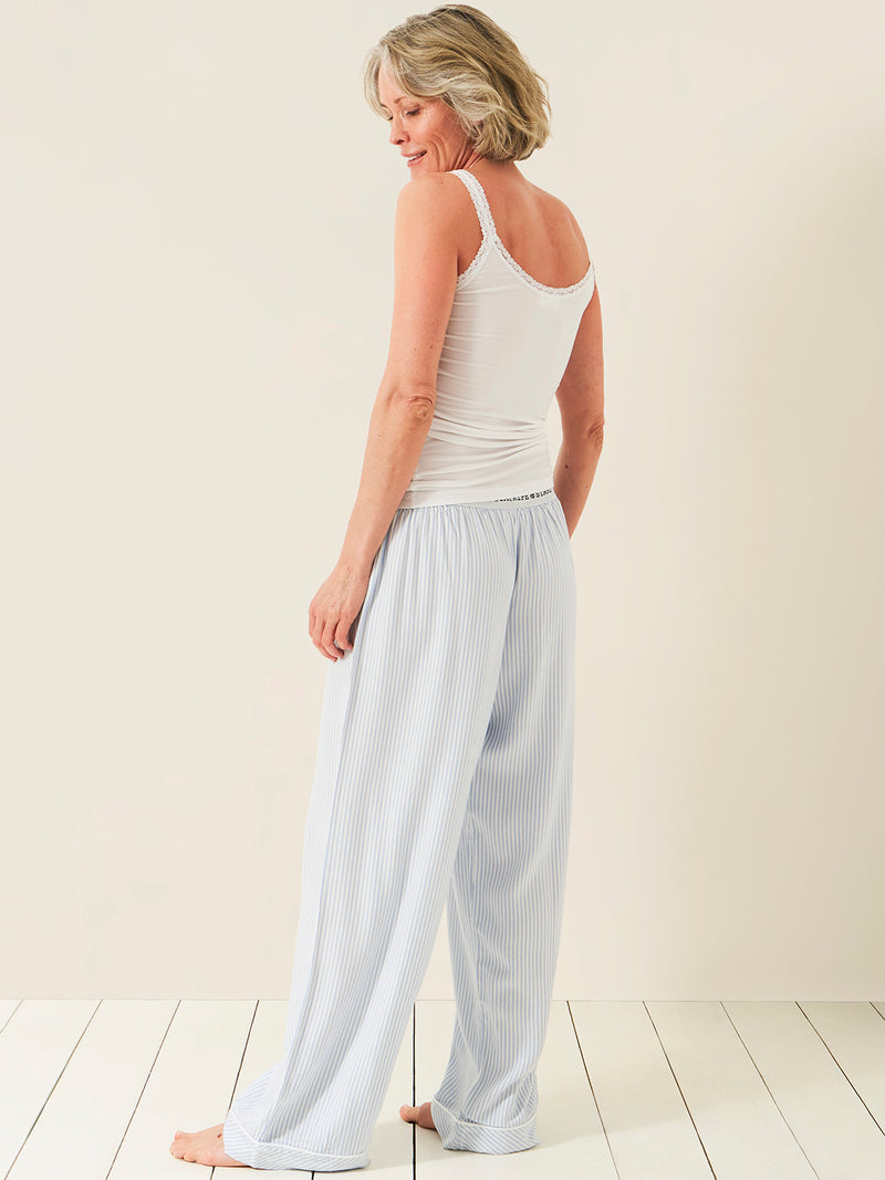 Soft Brushed Woven Pajama Bottoms - Blue Stripe Anjos & Lourenco