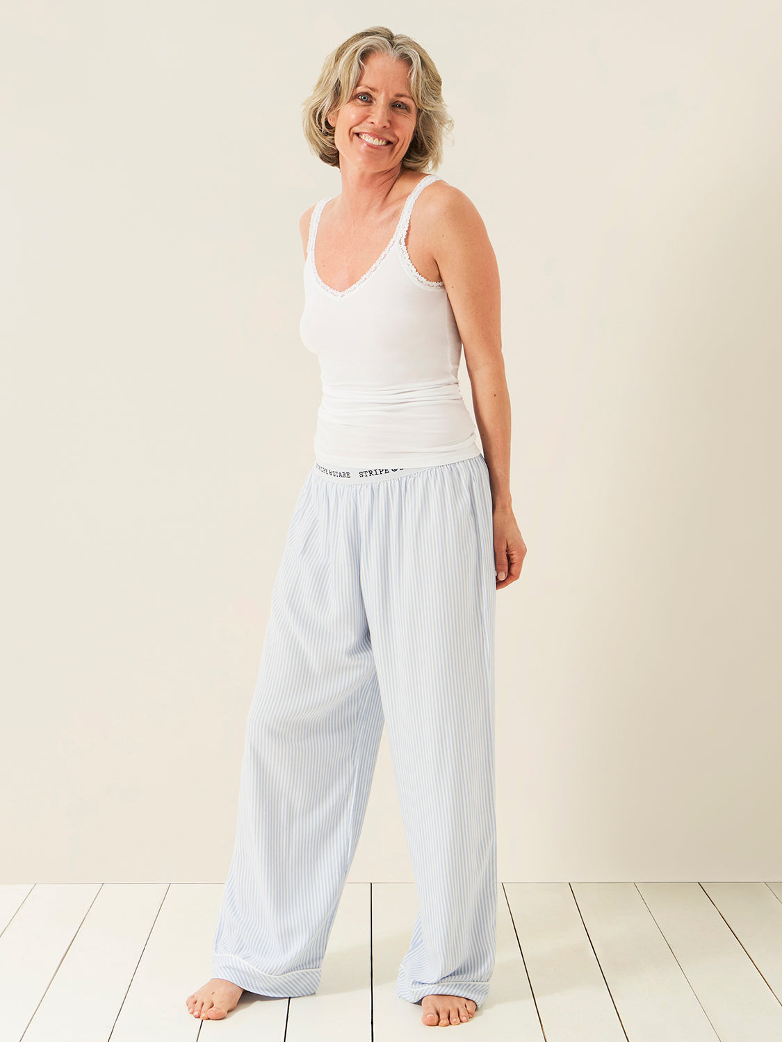 Soft Brushed Woven Pajama Bottoms - Blue Stripe Anjos & Lourenco