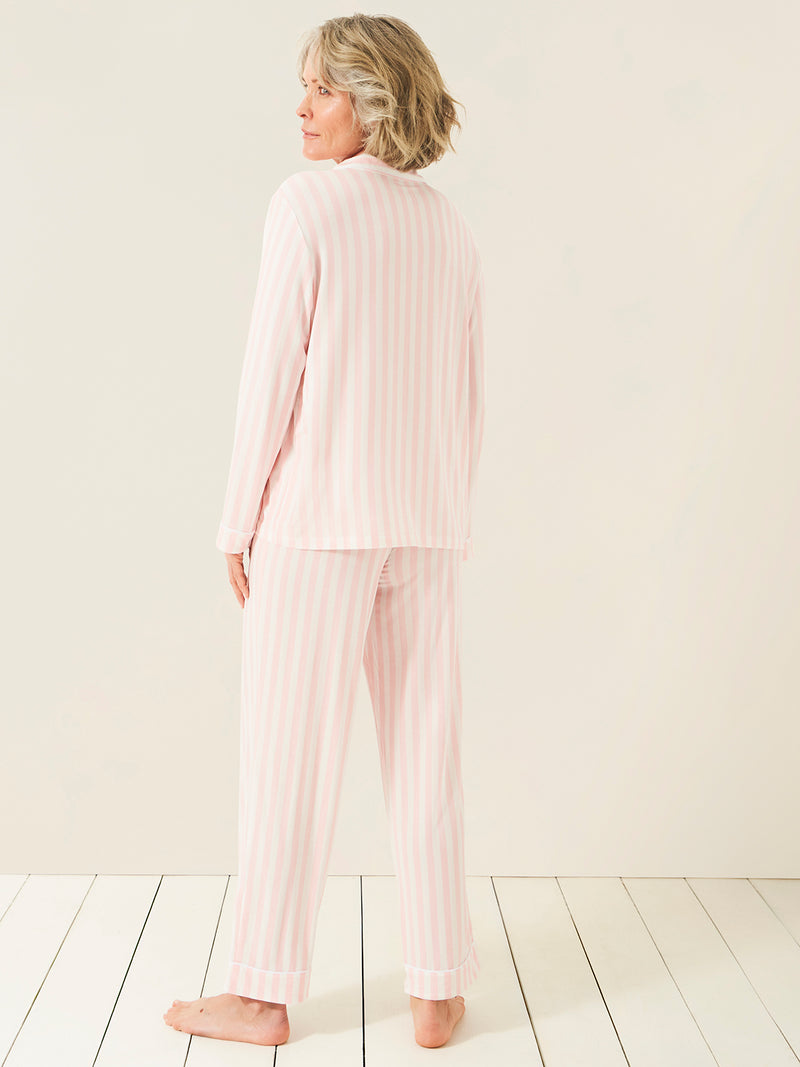 Long Pajama Set - Pale Pink Stripe Charming Garment Enterprises Co