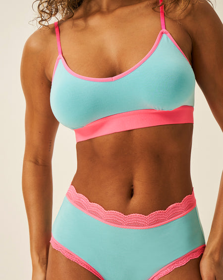 T-Shirt Bra - Electric Neon Turquoise and Pink Charming Garment Enterprises Co