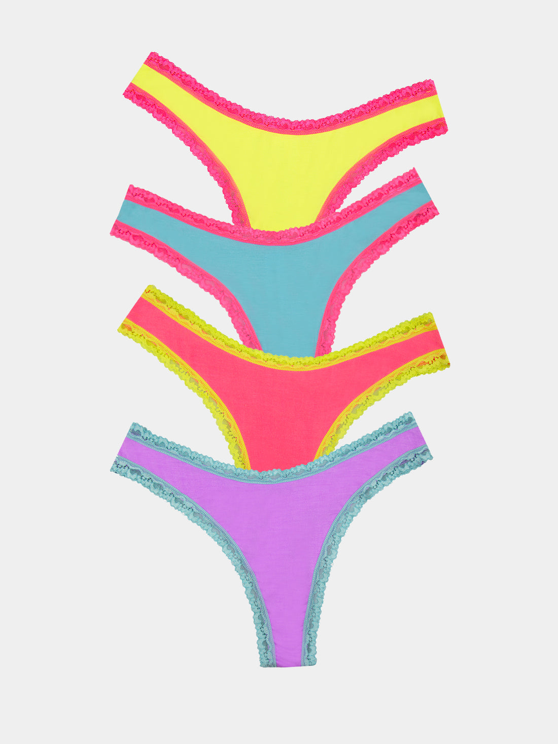 Thong Four Pack - Electric Neon Charming Garment Enterprises Co