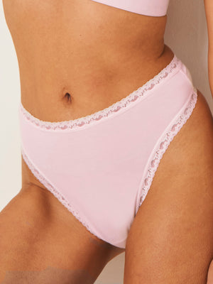 High Waisted Thong - Pink-a-boo