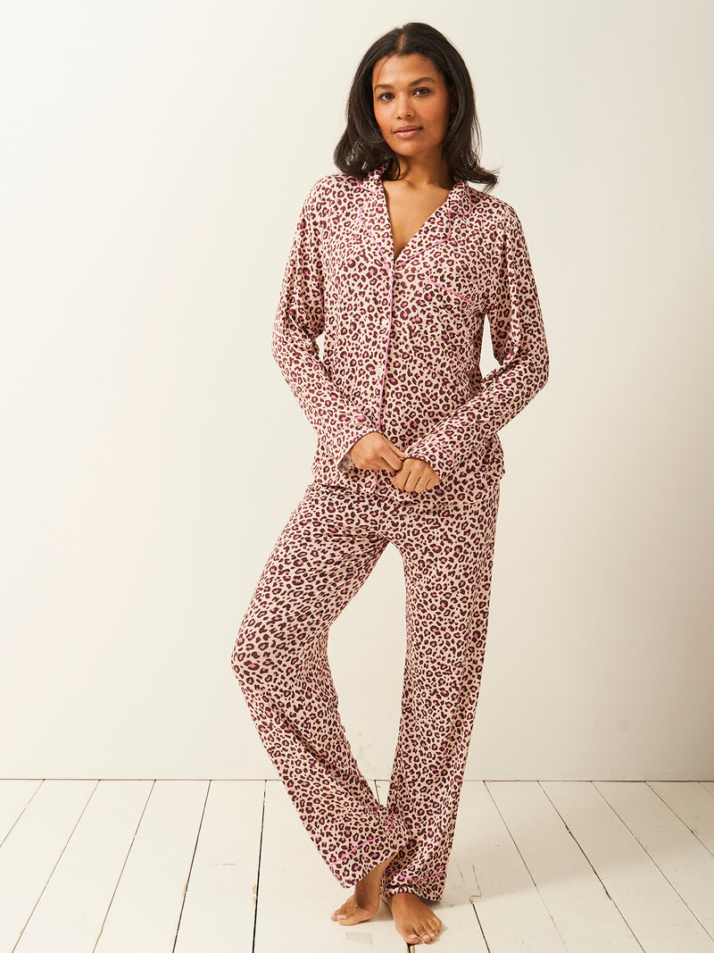 Long Pajama Set - Liquorice Leopard Charming Garment Enterprises Co