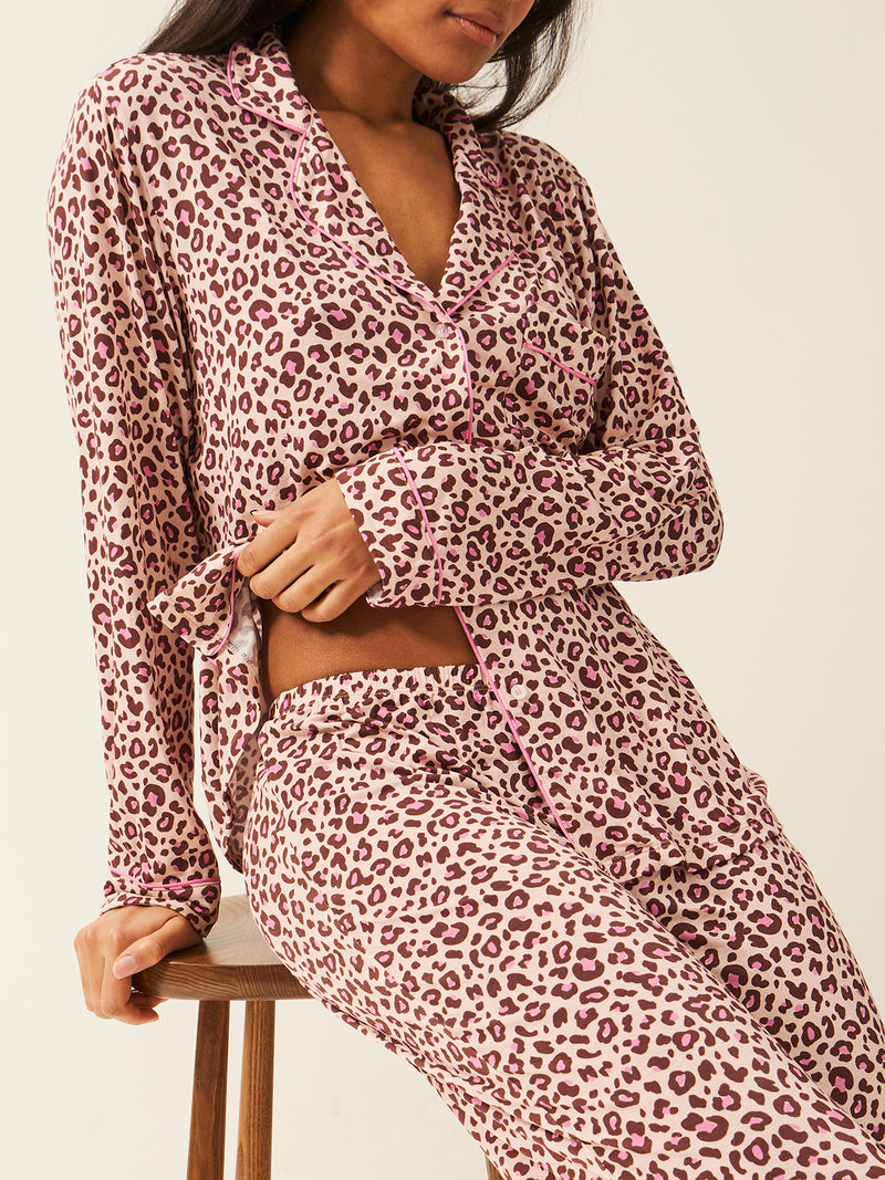 Long Pajama Set - Liquorice Leopard Charming Garment Enterprises Co
