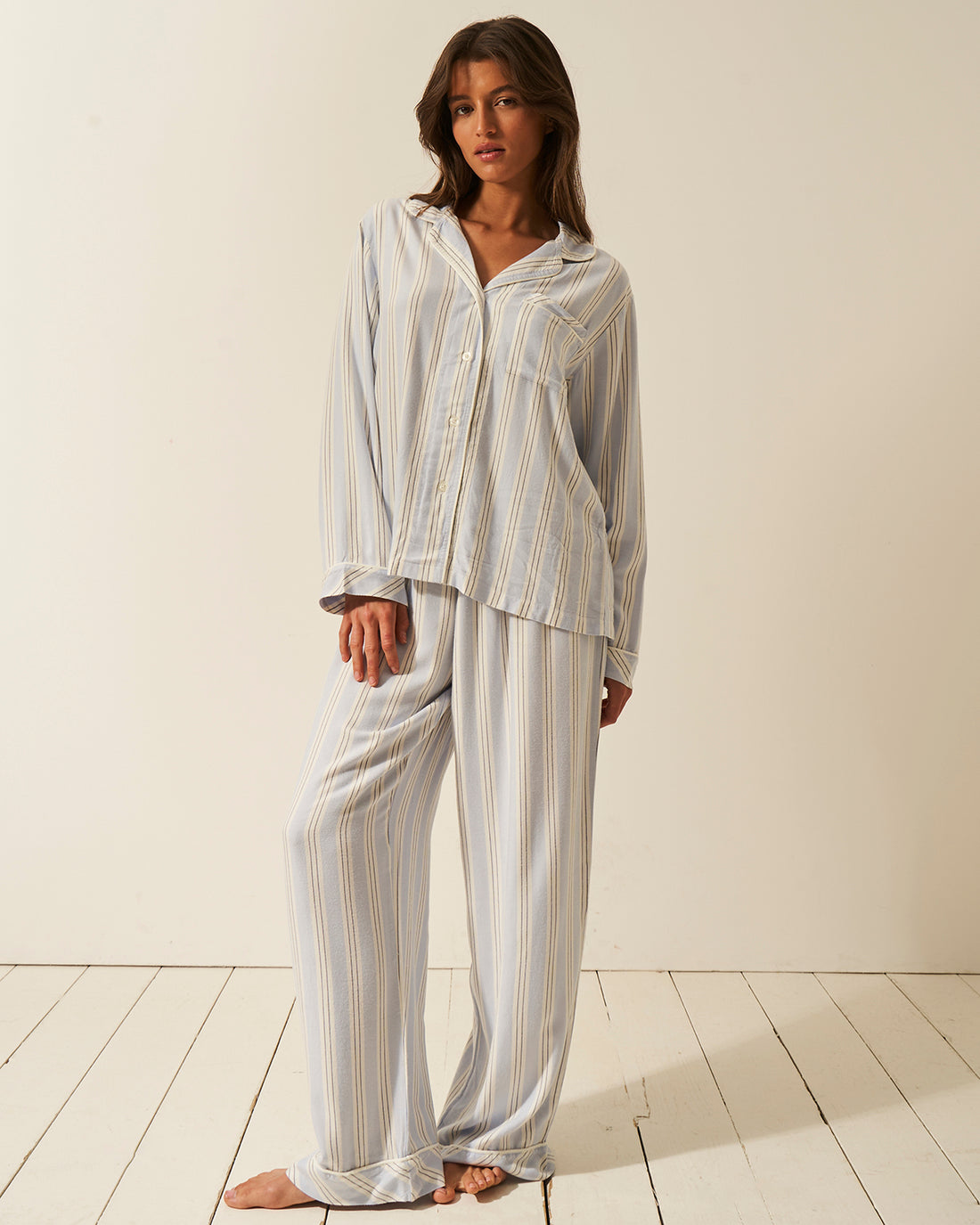 Soft Brushed Woven Pajama Bottoms - Barneby Gates Blue Anjos & Lourenco