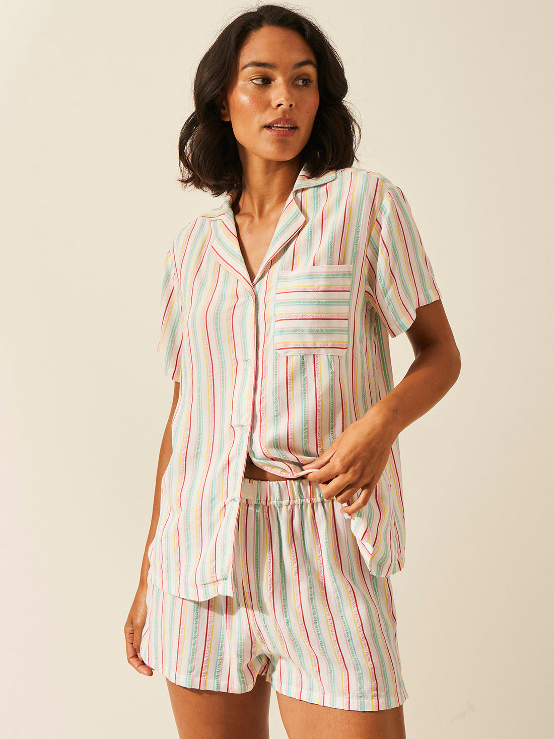 Seersucker Short Sleeve Pajama Top - Bon Bon Stripe Fast Track Sourcing FZC LLC