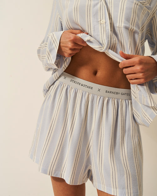 Soft Brushed Woven Pajama Shorts - Barneby Gates Blue Anjos & Lourenco