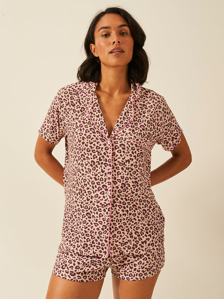 Short Pajama Set - Liquorice Leopard Charming Garment Enterprises Co
