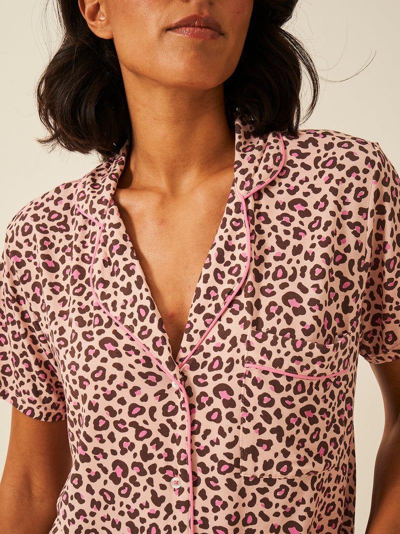 Short Pajama Set - Liquorice Leopard Charming Garment Enterprises Co