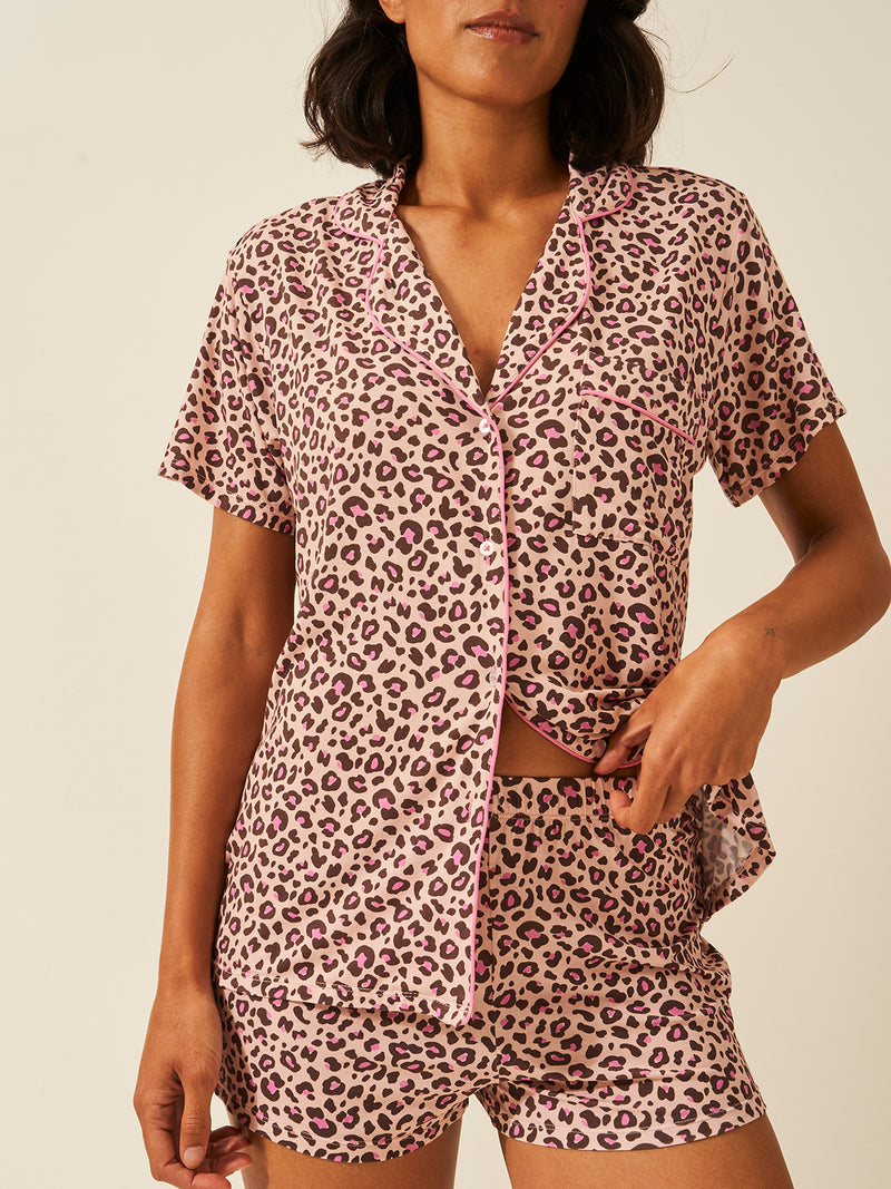 Short Pajama Set - Liquorice Leopard Charming Garment Enterprises Co