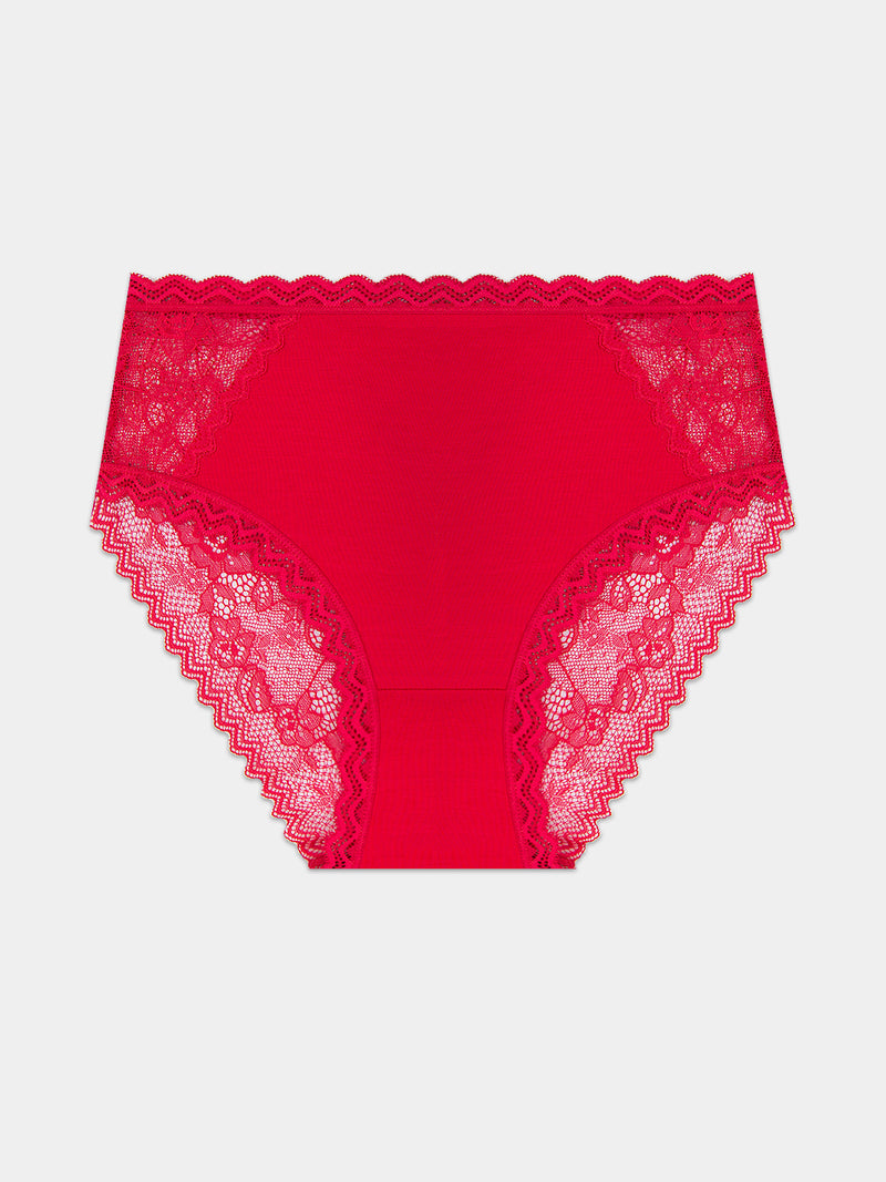 Eco Lace High Rise Brief - Lipstick Red Hop Lun Limited