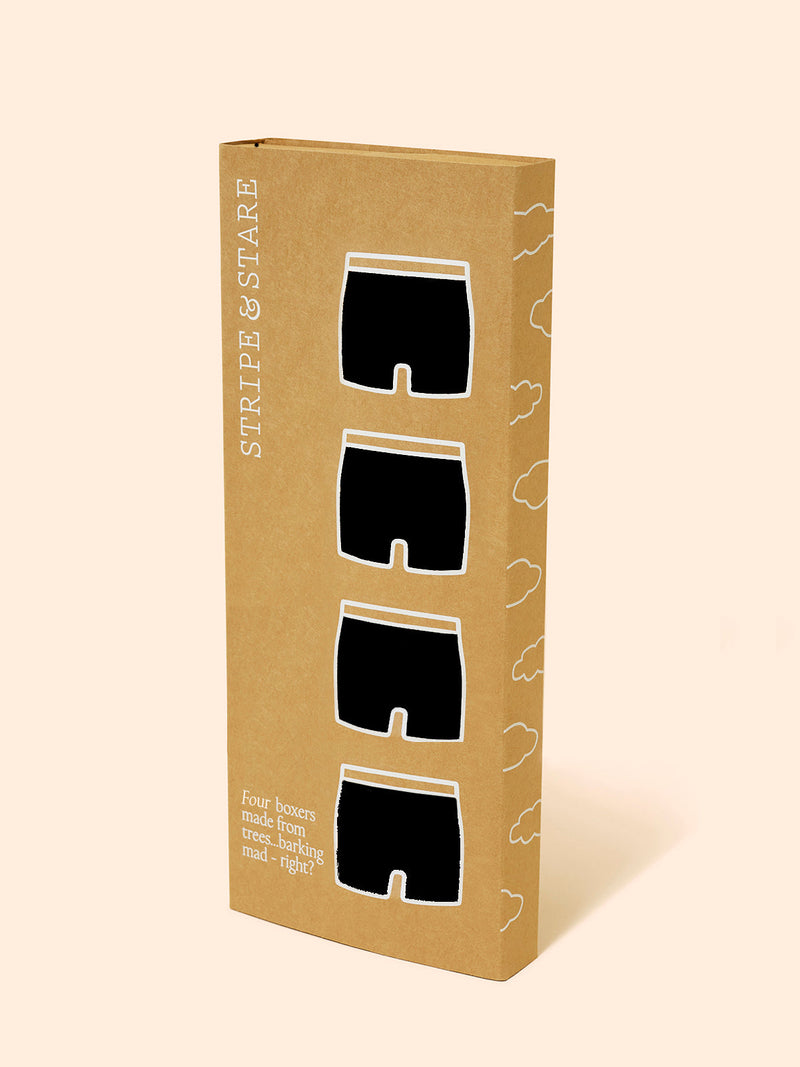 Men's Boxer Four Pack - Black Stripe & Stare