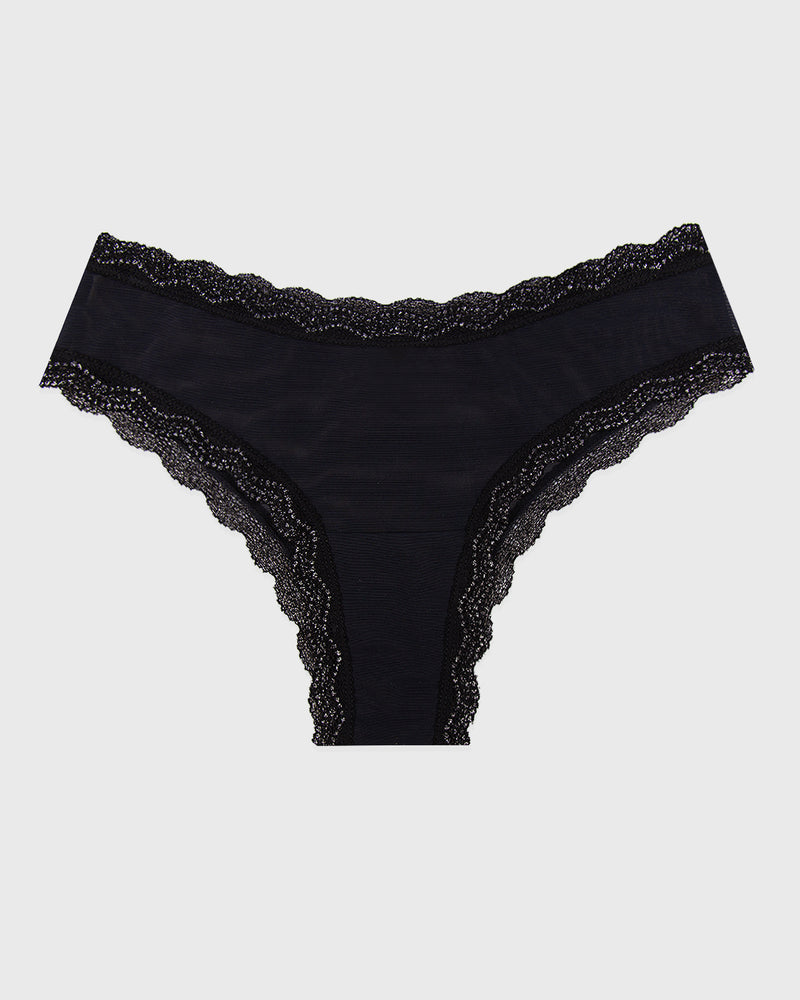 Mesh Brazilian Brief - Black Sparkle Lace Wholegood Inter-United Ltd