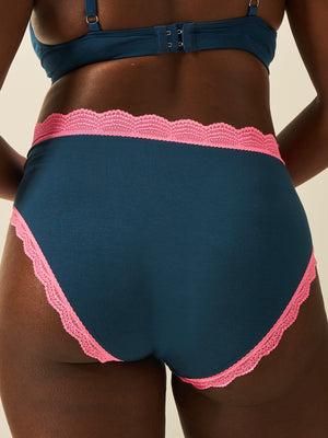 High Rise Brief - Midnight Neon Pink