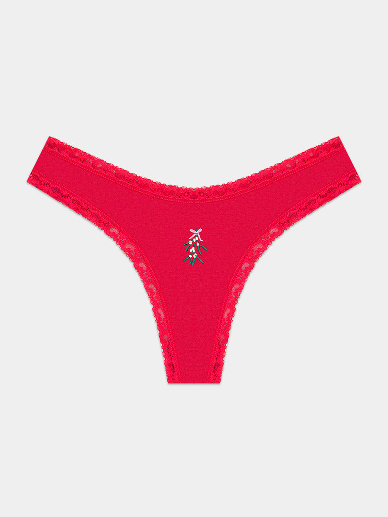 Thong - Mistletoe Embroidery