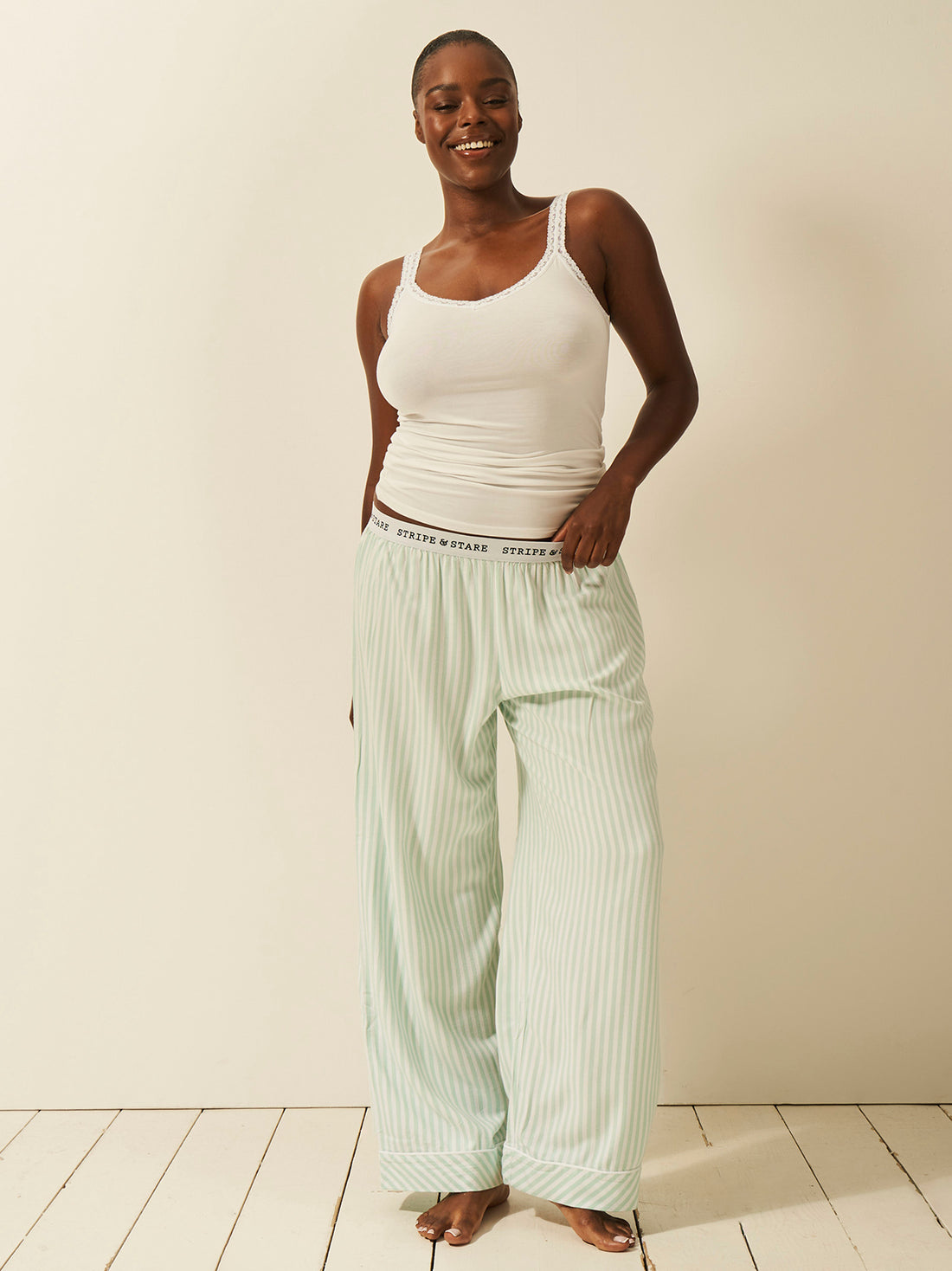 Soft Brushed Woven Pajama Bottoms - Opal Stripe Anjos & Lourenco