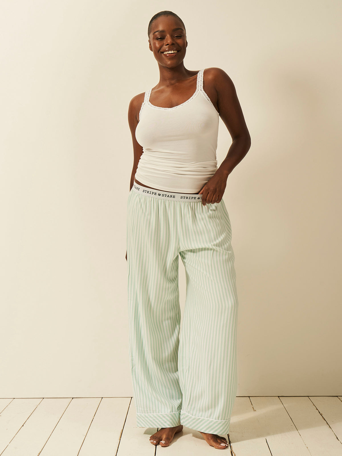 Soft Brushed Woven Pajama Bottoms - Opal Stripe Anjos & Lourenco