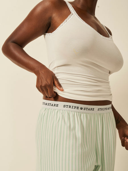 Soft Brushed Woven Pajama Bottoms - Opal Stripe Anjos & Lourenco