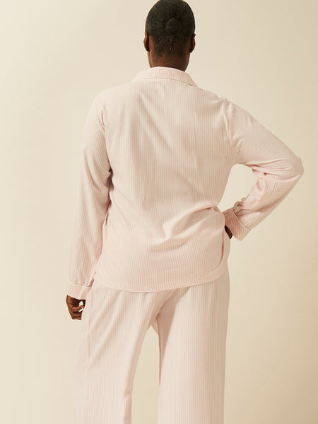 Soft Brushed Woven Pajama Top - Pink Stripe Anjos & Lourenco